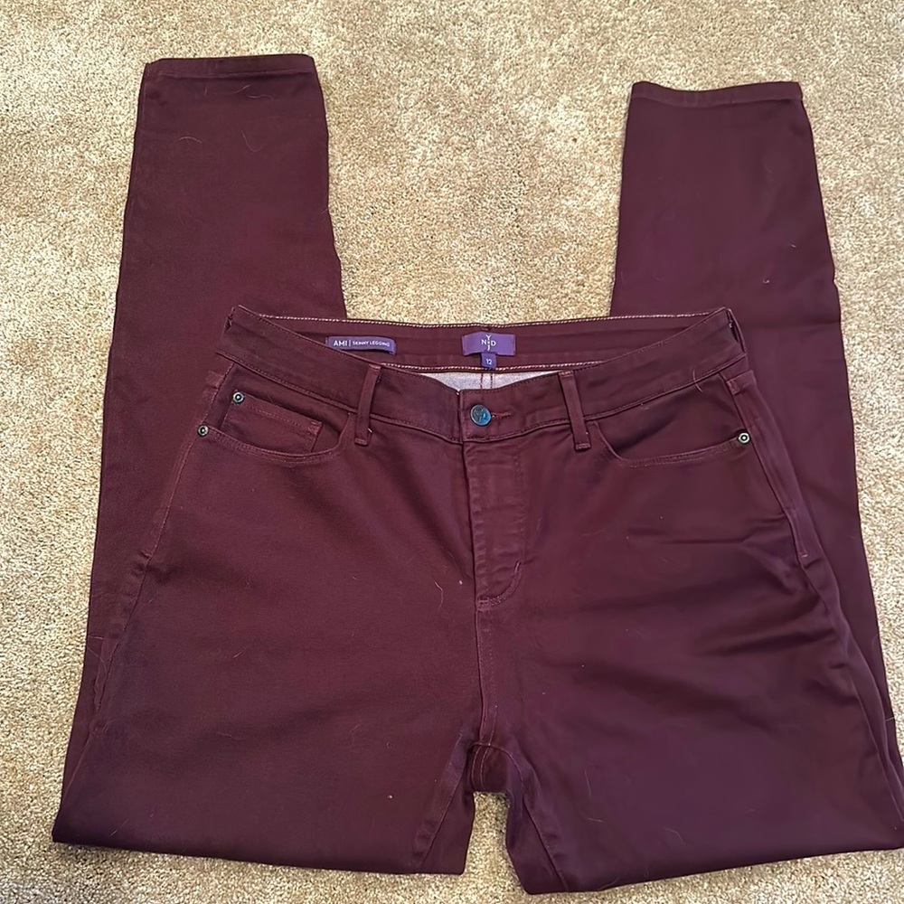 Maroon skinny legging jeans